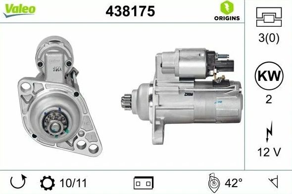 Volkswagen Golf 5 / Jetta / Caddy Marş Dinamosu (Marş Motoru) Valeo Marka 02Z911023F - VAL 438175