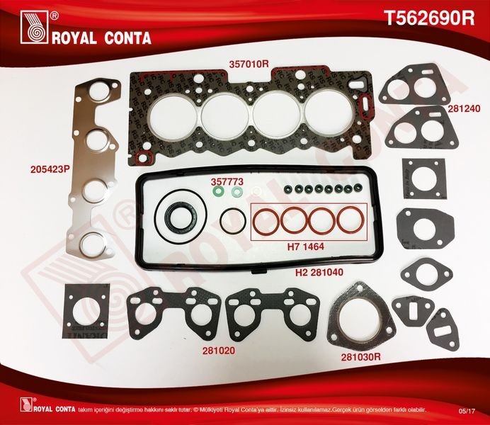 Peugeot 206 1998 - 2011 1.4 Benzinli 8 Valf Motor Üst Takım Conta Royal Marka T562690R