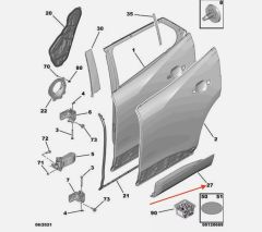 Peugeot 2008 (2020-2023) Sol Arka Kapı Bandı Nikelajlı Orjinal Psa Marka 98376374YS